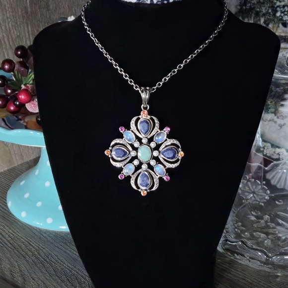 ***SOLD******NICKY BUTLER 925 Sterling Silver Lapis Moonstone Topaz Necklace - Picture 4 of 16